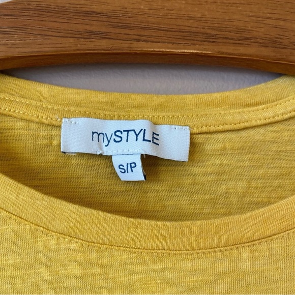 mySTYLE Women’s Yellow Short Sleeve Top - Picture 2 of 6